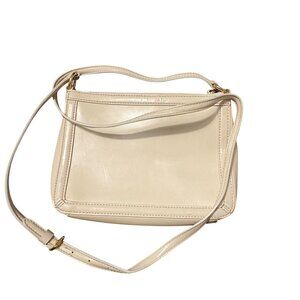 Lauren Ralph Lauren Cream Leather Crossbody Bag With Adjustable Strap & Gold